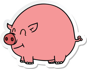 sticker of a quirky hand drawn cartoon pig