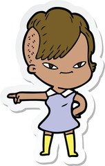 sticker of a cute cartoon girl with hipster haircut