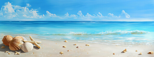 Fototapeta na wymiar a beach with sand and shells