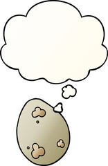cartoon egg with thought bubble in smooth gradient style