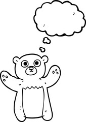 freehand drawn thought bubble cartoon teddy bear