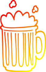 warm gradient line drawing of a cartoon tankard of beer