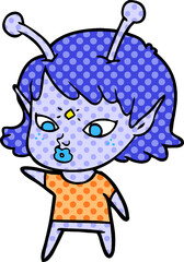 pretty cartoon alien girl