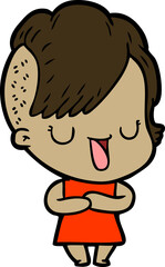 cute cartoon girl with hipster haircut