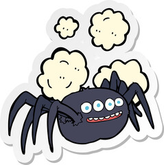 sticker of a cartoon spooky spider
