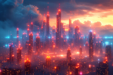 Fototapeta premium La ville du futur connectée