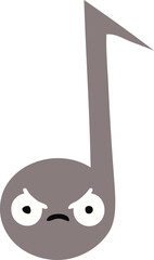 flat color retro cartoon of a musical note