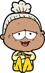 cartoon happy old lady
