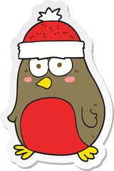 sticker of a cartoon christmas robin