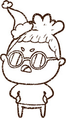 Festive Woman Charcoal Drawing