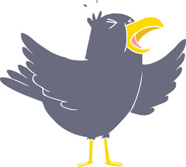 flat color style cartoon squawking bird