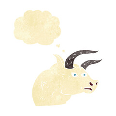 cartoon angry bull head with thought bubble