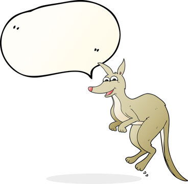 freehand drawn speech bubble cartoon kangaroo