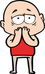 cartoon tired bald man