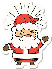 sticker of a tattoo style santa claus christmas character