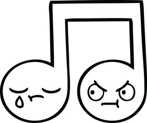 line drawing cartoon of a musical note