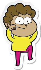 Fototapeta premium sticker of a cartoon happy man