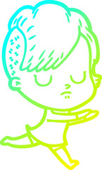 Fototapeta premium cold gradient line drawing of a cartoon woman