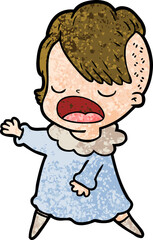 cartoon cool hipster girl talking