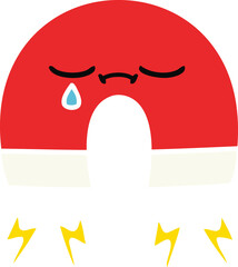 flat color retro cartoon of a magnet