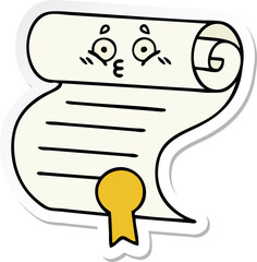 sticker of a cute cartoon contract