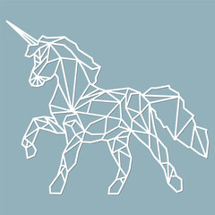 Beautiful unicorn illustration, graceful lines, laser cutting