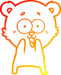 warm gradient line drawing of a excited teddy bear cartoon