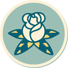 sticker of tattoo in traditional style of a single rose