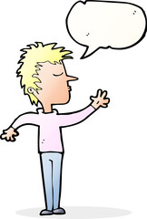cartoon dismissive man with speech bubble