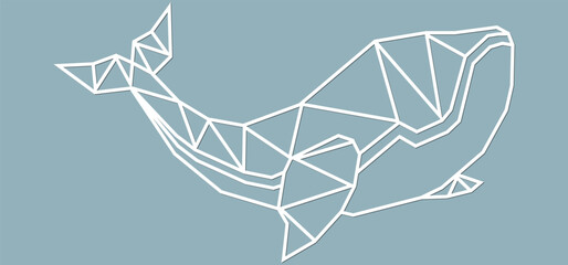 Beautiful whale illustration, graceful lines, laser cutting