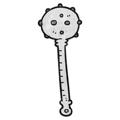 freehand textured cartoon medieval mace