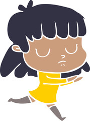 flat color style cartoon indifferent woman