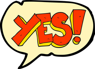 freehand drawn speech bubble cartoon yes symbol