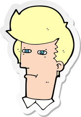 sticker of a cartoon man narrowing eyes