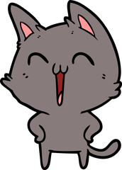 happy cartoon cat meowing