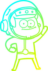 cold gradient line drawing of a happy astronaut cartoon