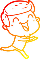 Obraz premium warm gradient line drawing of a cartoon man laughing