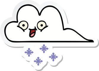 sticker of a cute cartoon snow cloud