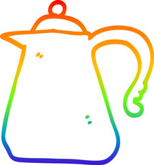 rainbow gradient line drawing of a cartoon kettle