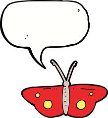 cartoon butterfly symbol with speech bubble