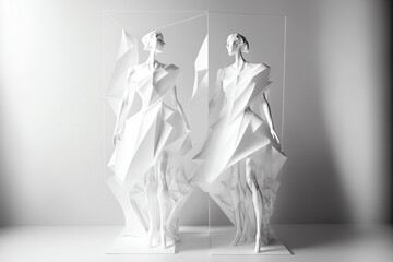 Fashion exhibition mannequin sculptures geometric