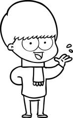 happy cartoon boy waving