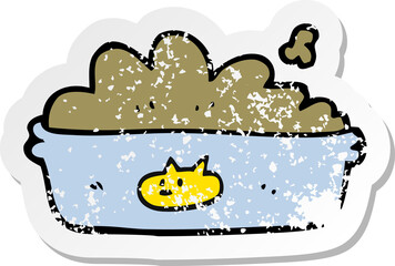 retro distressed sticker of a cartoon cat food