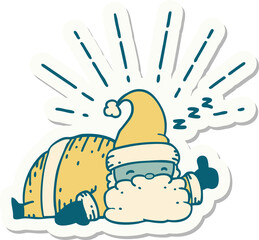 sticker of a tattoo style santa claus christmas character sleeping