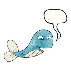 freehand speech bubble textured cartoon whale
