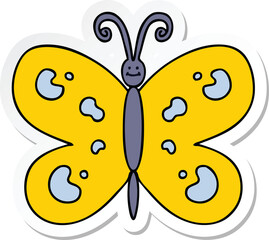 sticker of a quirky hand drawn cartoon butterfly