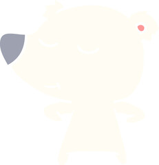 happy flat color style cartoon polar bear