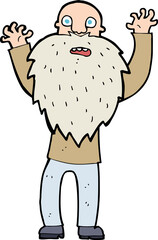 cartoon frightened old man with beard