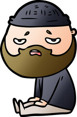 cartoon worried man with beard