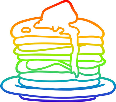 recommend clip art: rainbow gradient line drawing of a stack of pancakes